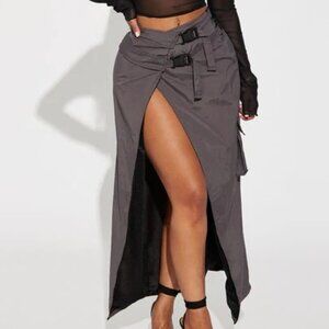 Nylon Cargo Maxi Skirt
